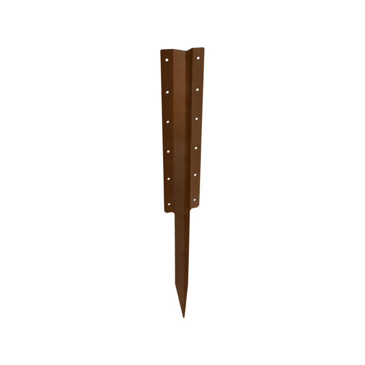 The Brown Heavy Duty Railway Sleeper Straight Spikes - Inline Timber Raised Bed Anchors on a White Background 