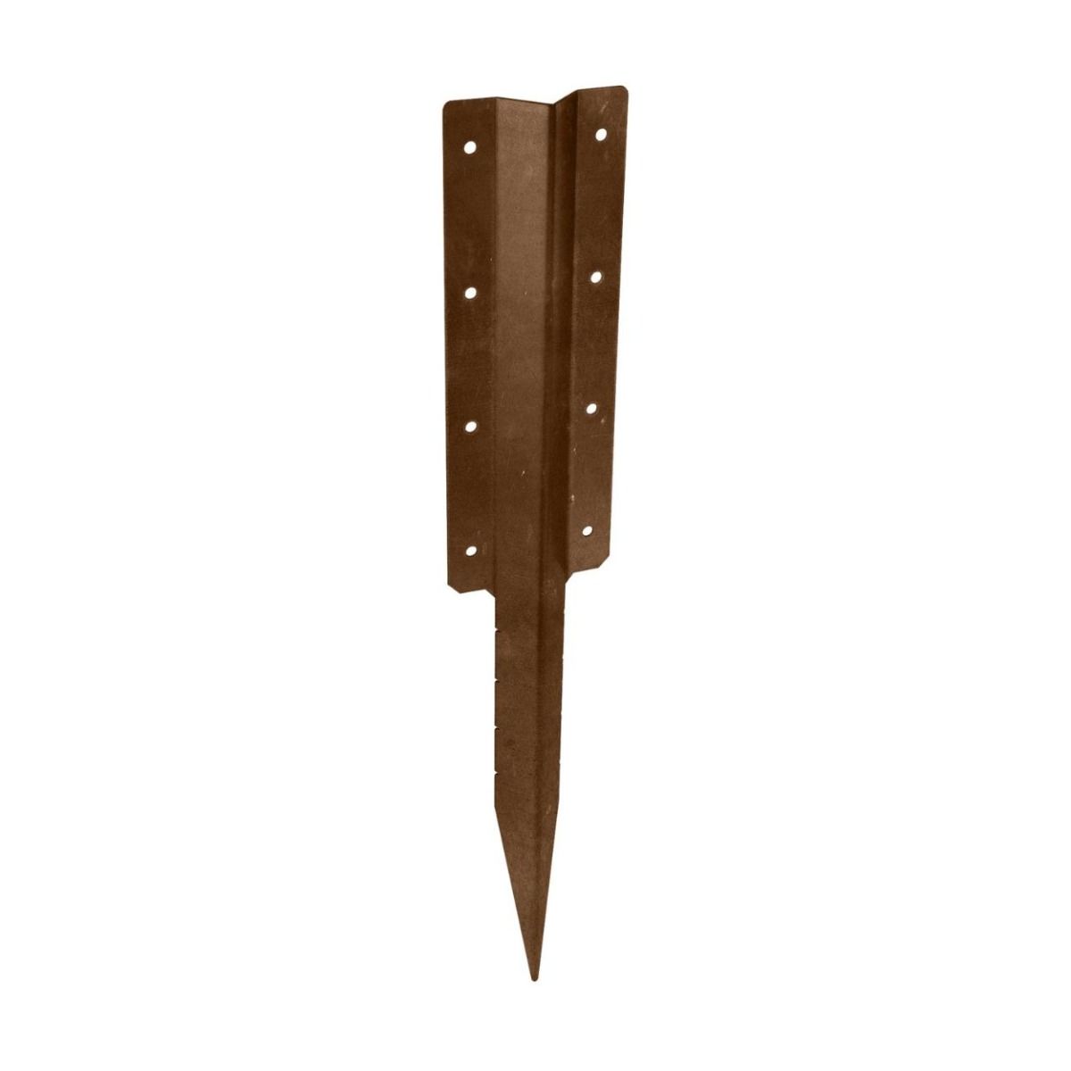 The Brown Railway Sleeper Straight Inline Spikes - Double on a White Background 