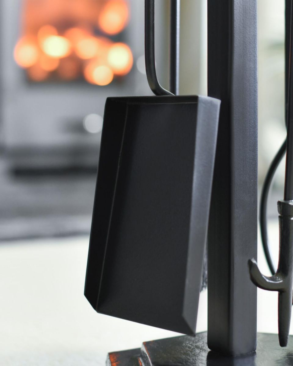 Close Up Of "The Celare" Companion Set With Leather Handles Shovel