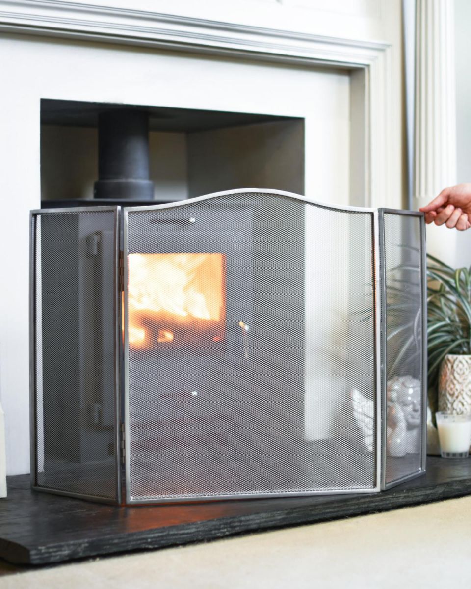 Scale Shot Of "The Clara" Silver Fire Guard