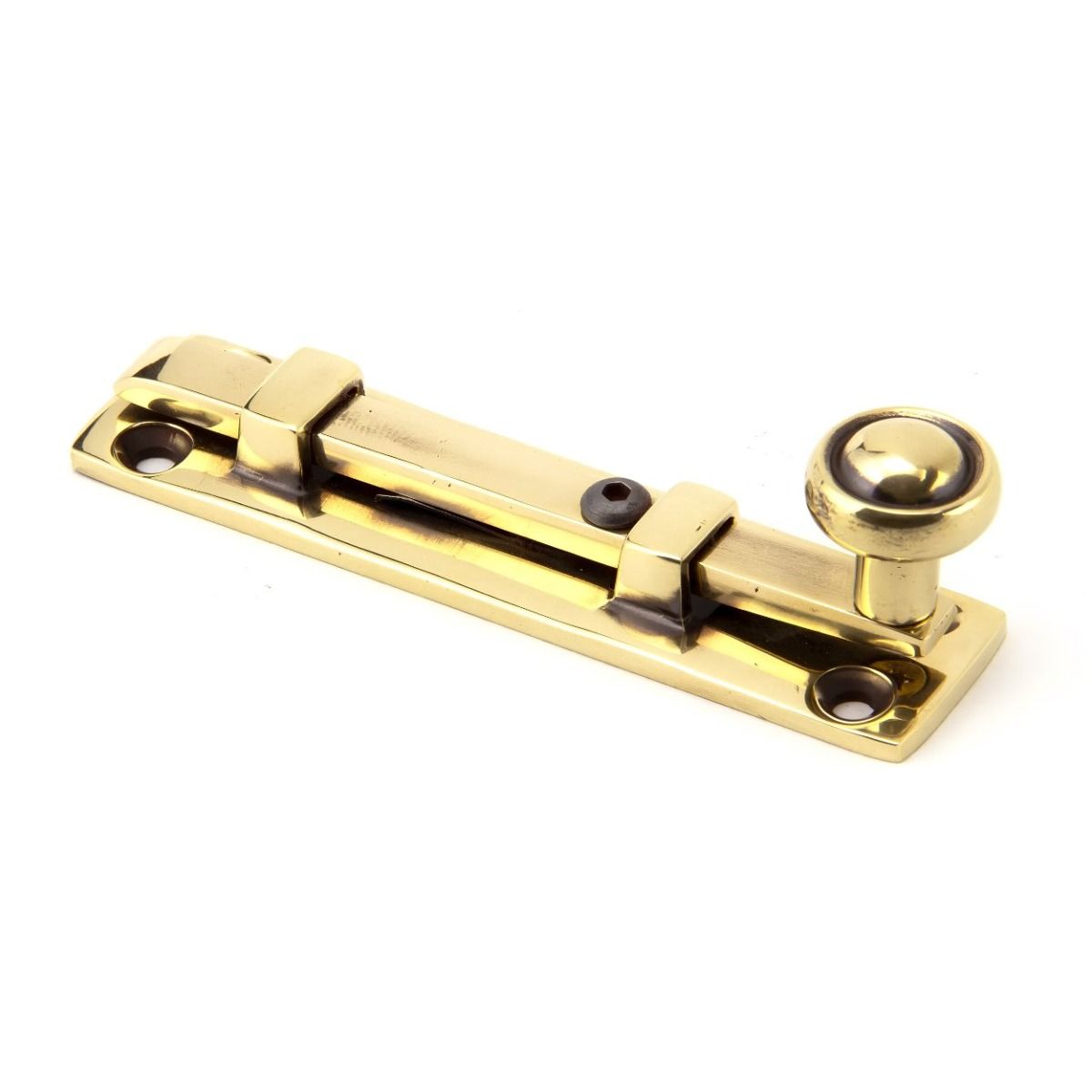 The Classic Straight Window Bolt 4" Aged Brass Finish