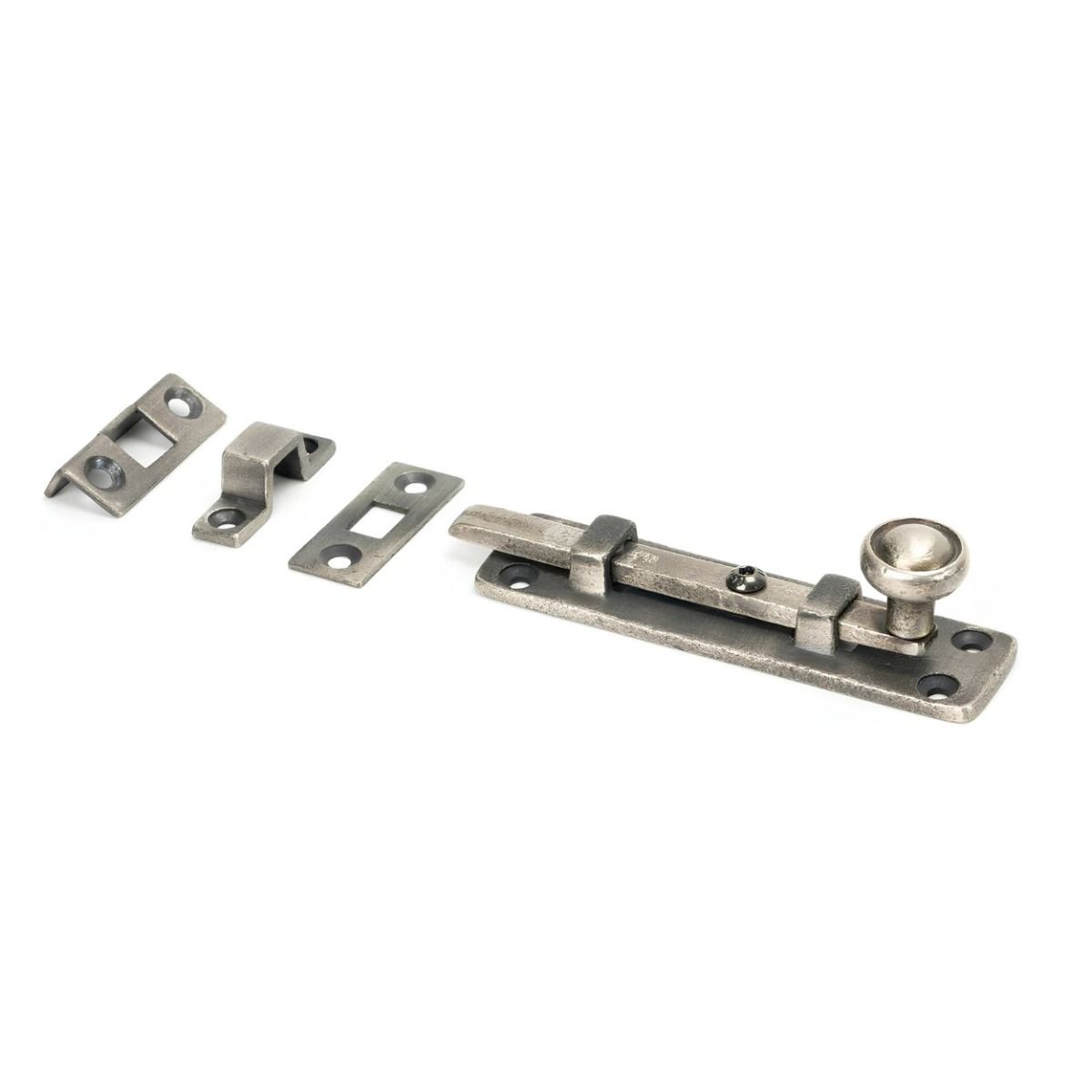 The Classic Straight Window Bolt 4" in a Antique Pewter Finish