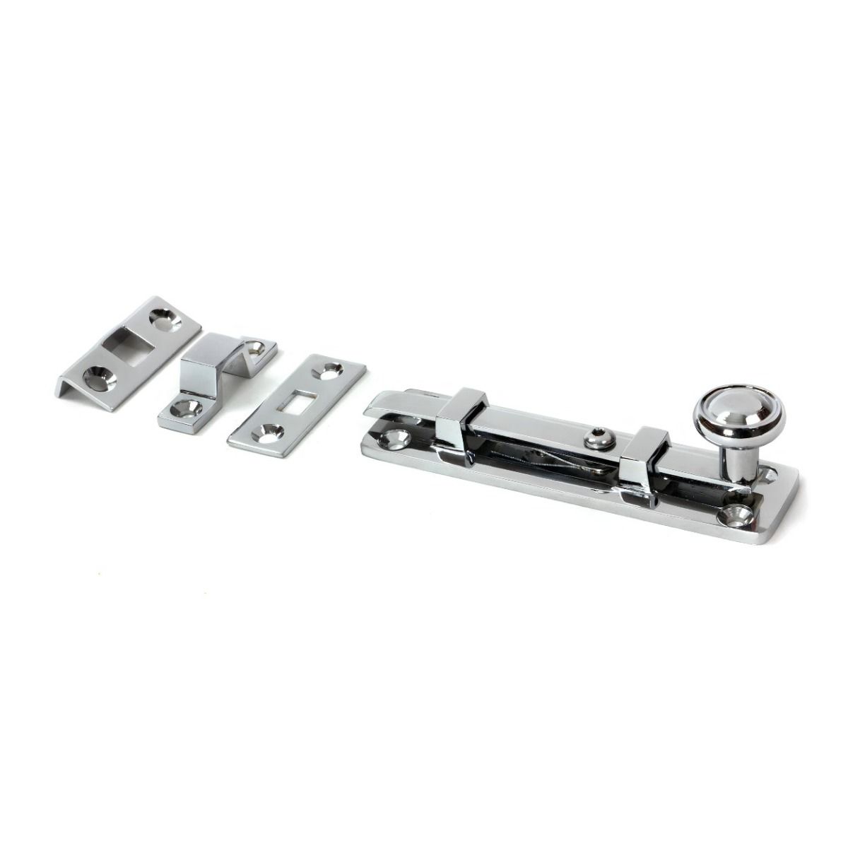 The Classic Straight Window Bolt 4" in a Polished Chrome Finish