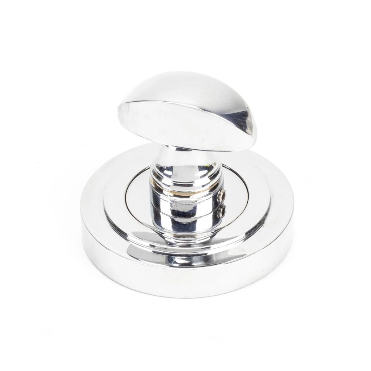 The Concealed Art Deco Bathroom Turn & Release Set - Polished Chrome on a White Background 