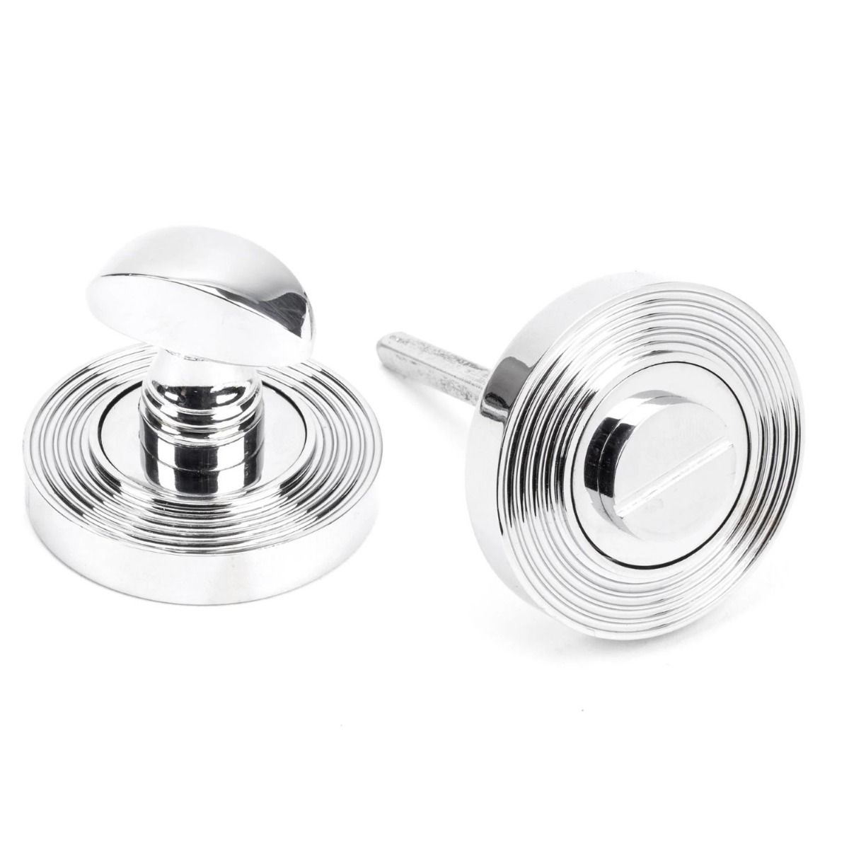The Concealed Beehive Bathroom Turn & Release Set - Polished Chrome Showing the Front and the Back 
