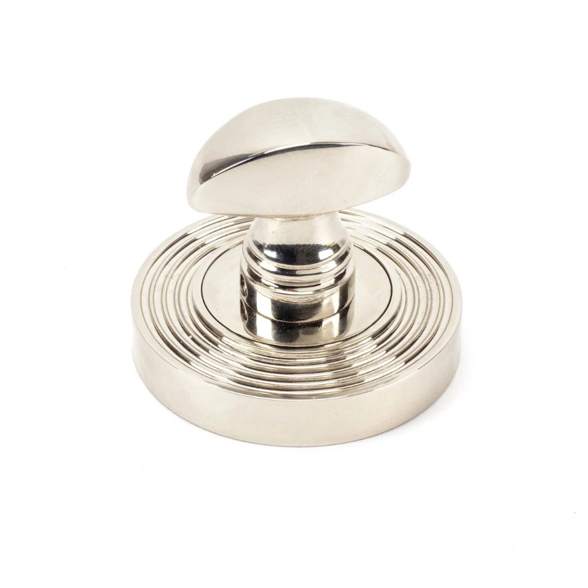 The Concealed Beehive Bathroom Turn & Release Set - Polished Nickel on a White Background 