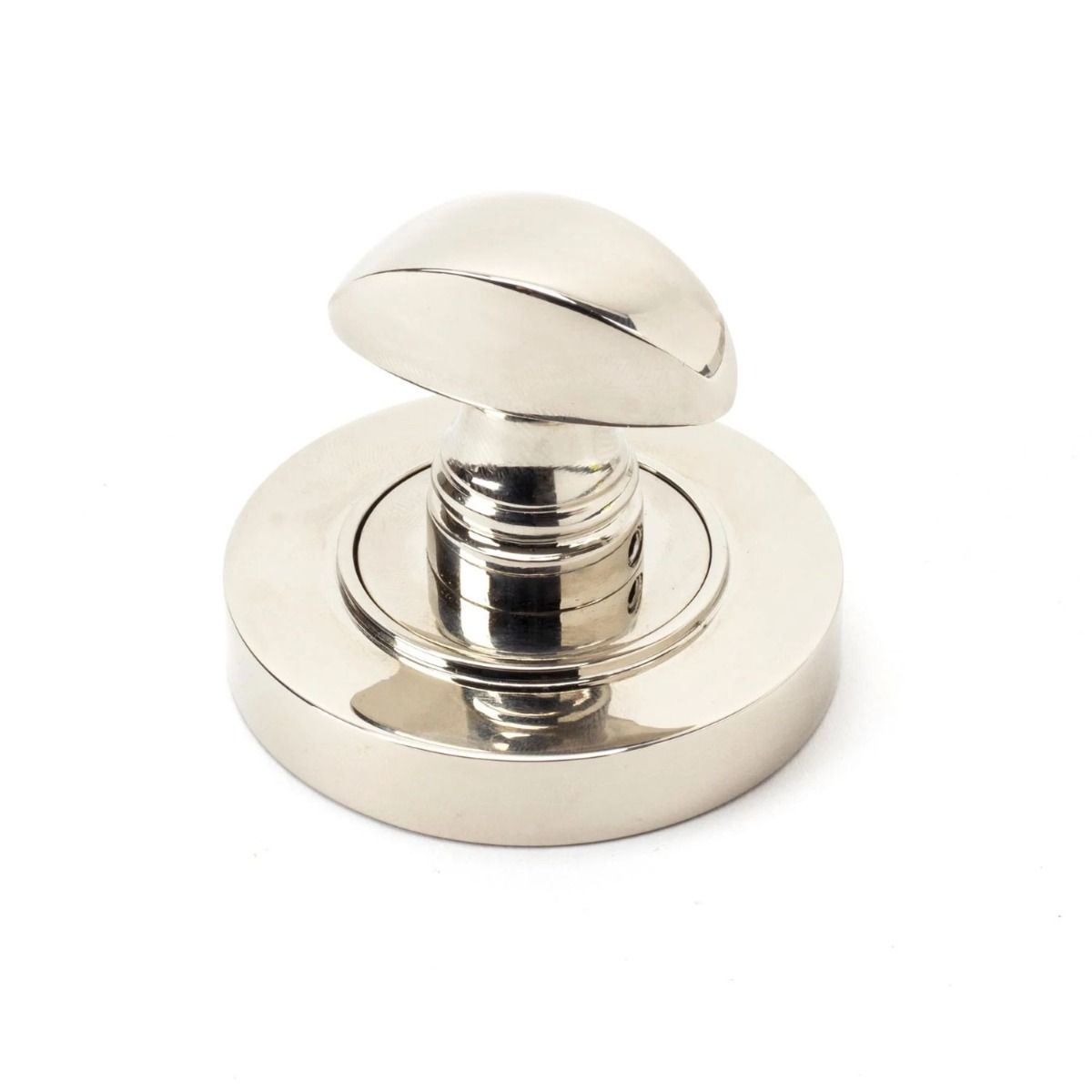 The Concealed Plain Bathroom Turn & Release Set - Polished Nickel on a White Background 
