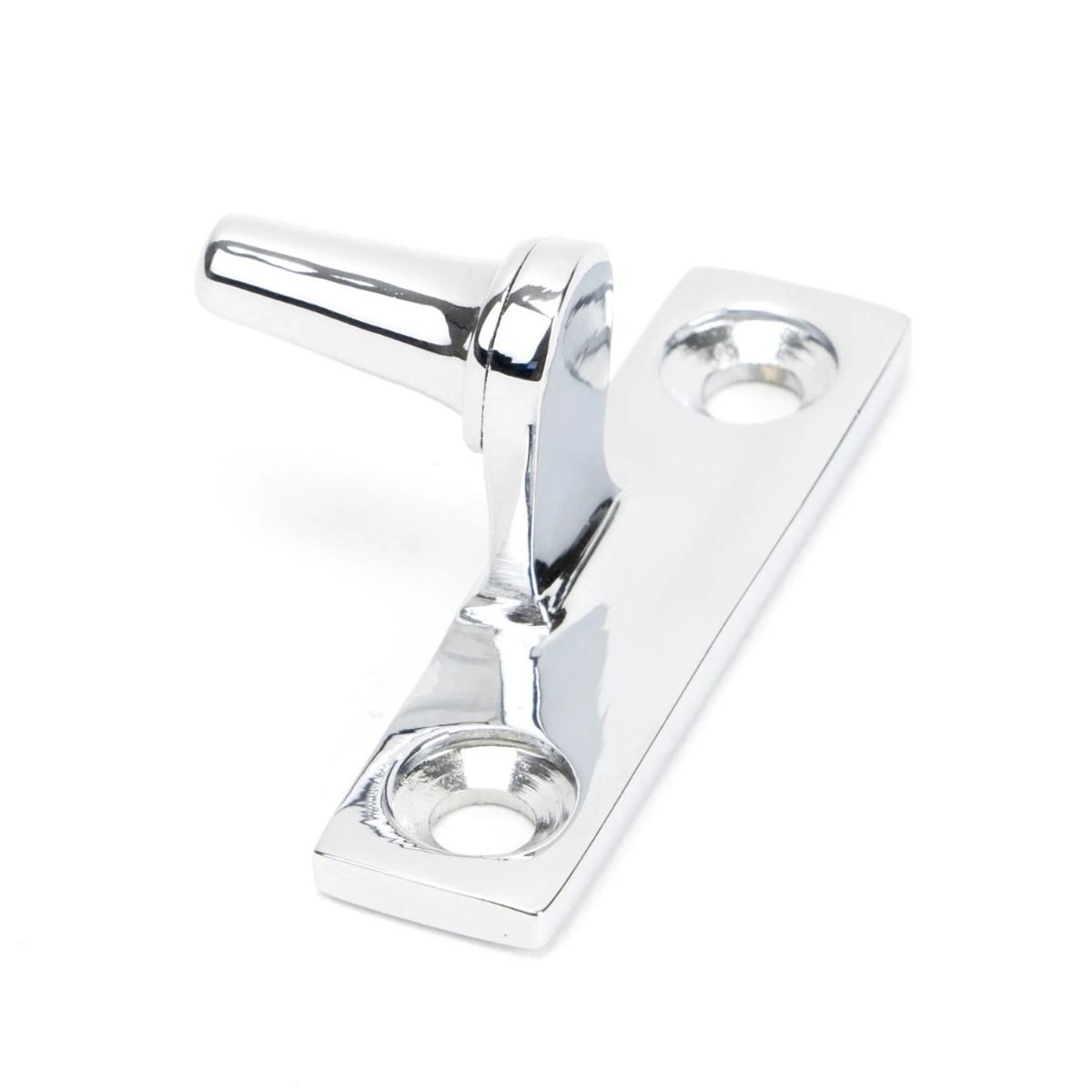 The Cranked Window Peg Rest in Polished Chrome Shown on its Side 