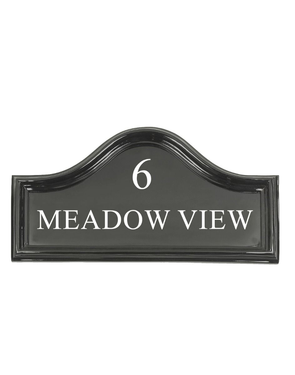 The Double Sided Classic Black House Name Sign with Vinyl Lettering on a White Background 