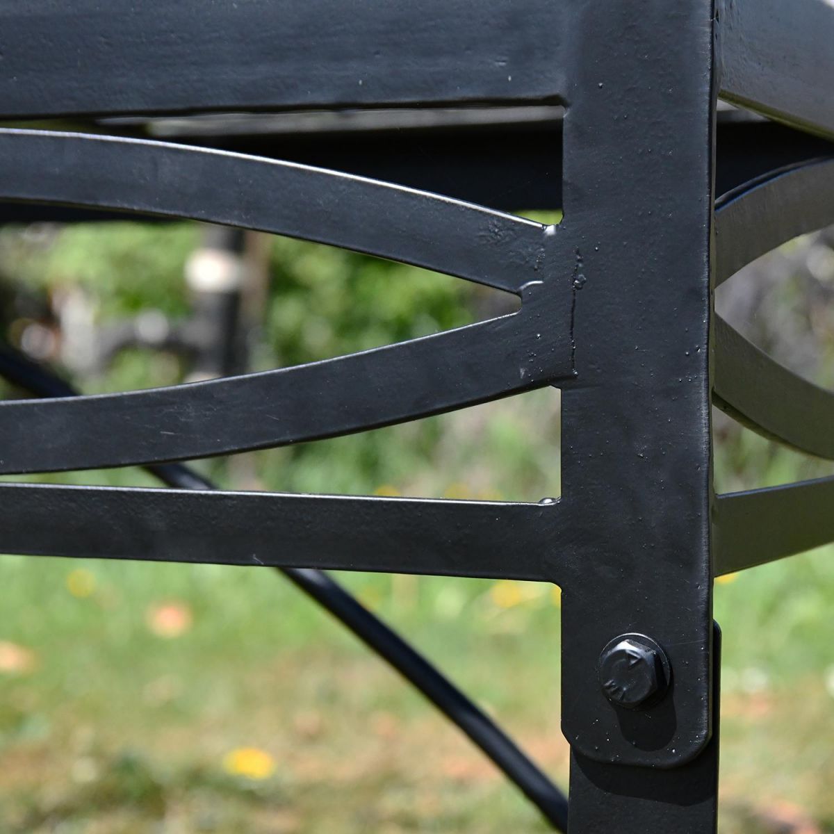 Close-up of the Black Finish on the Garden Bench