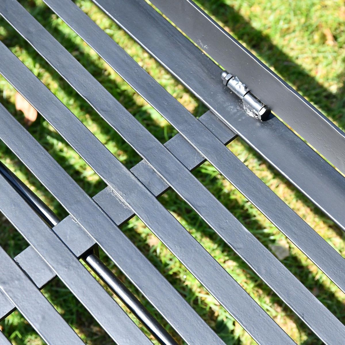 Metal Slats on the Seat of the Bench