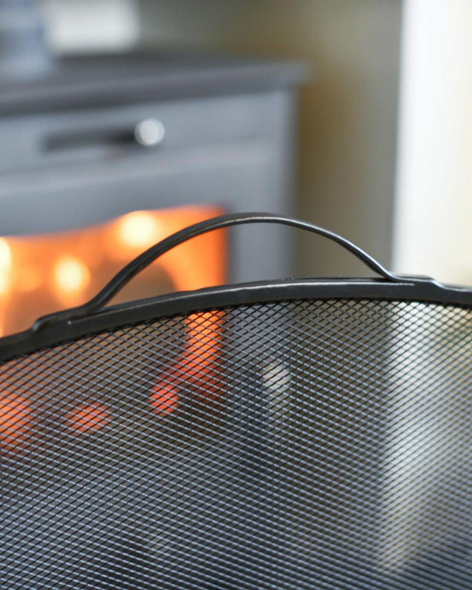 Close Up Of "The Exmouth" Black Curved Fire Guard Handle