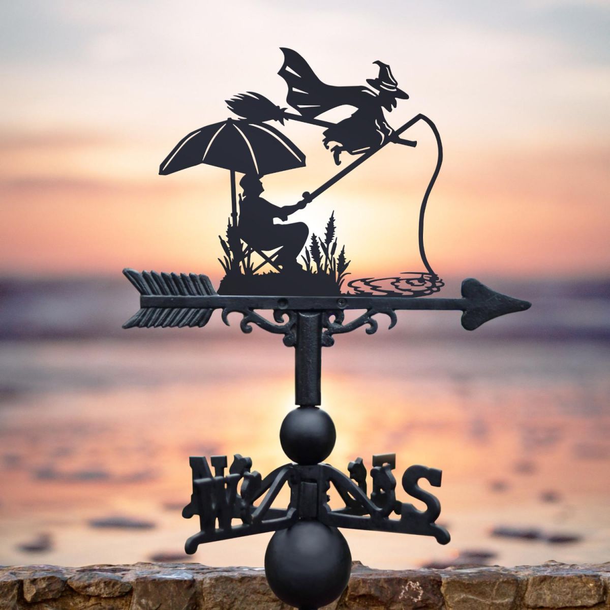 The Fisherman & The Witch Weathervane in Situ