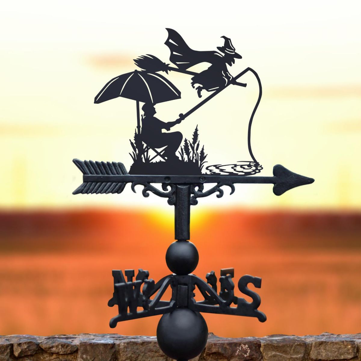 Weathervane with The Fisherman & The Witch Topper in Situ