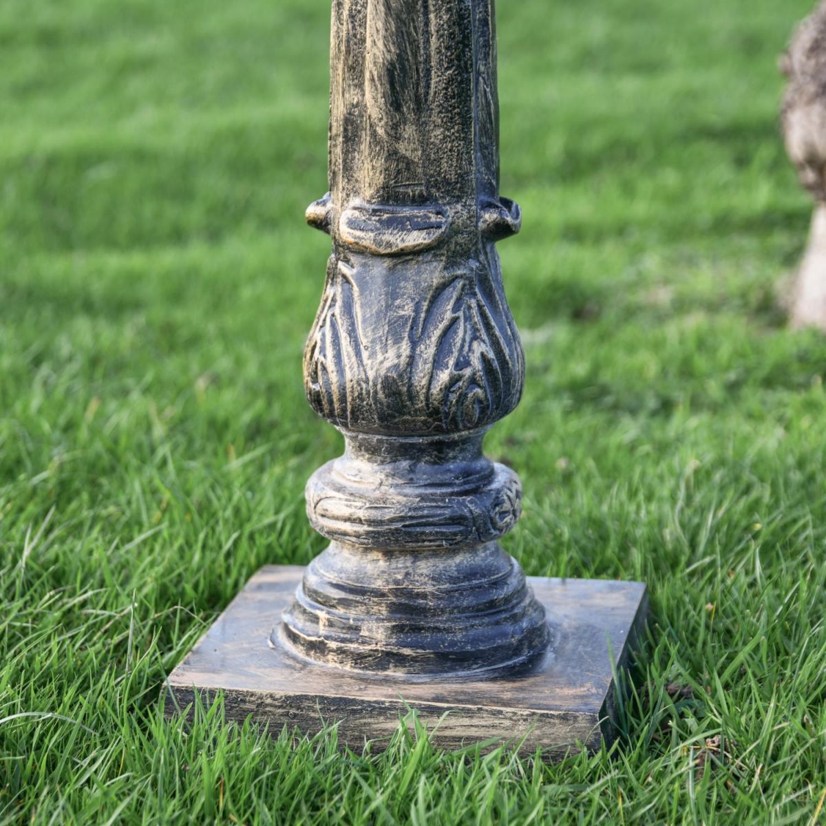 Close Up Of Brushed Gold "Floridus" Bird Bath Base