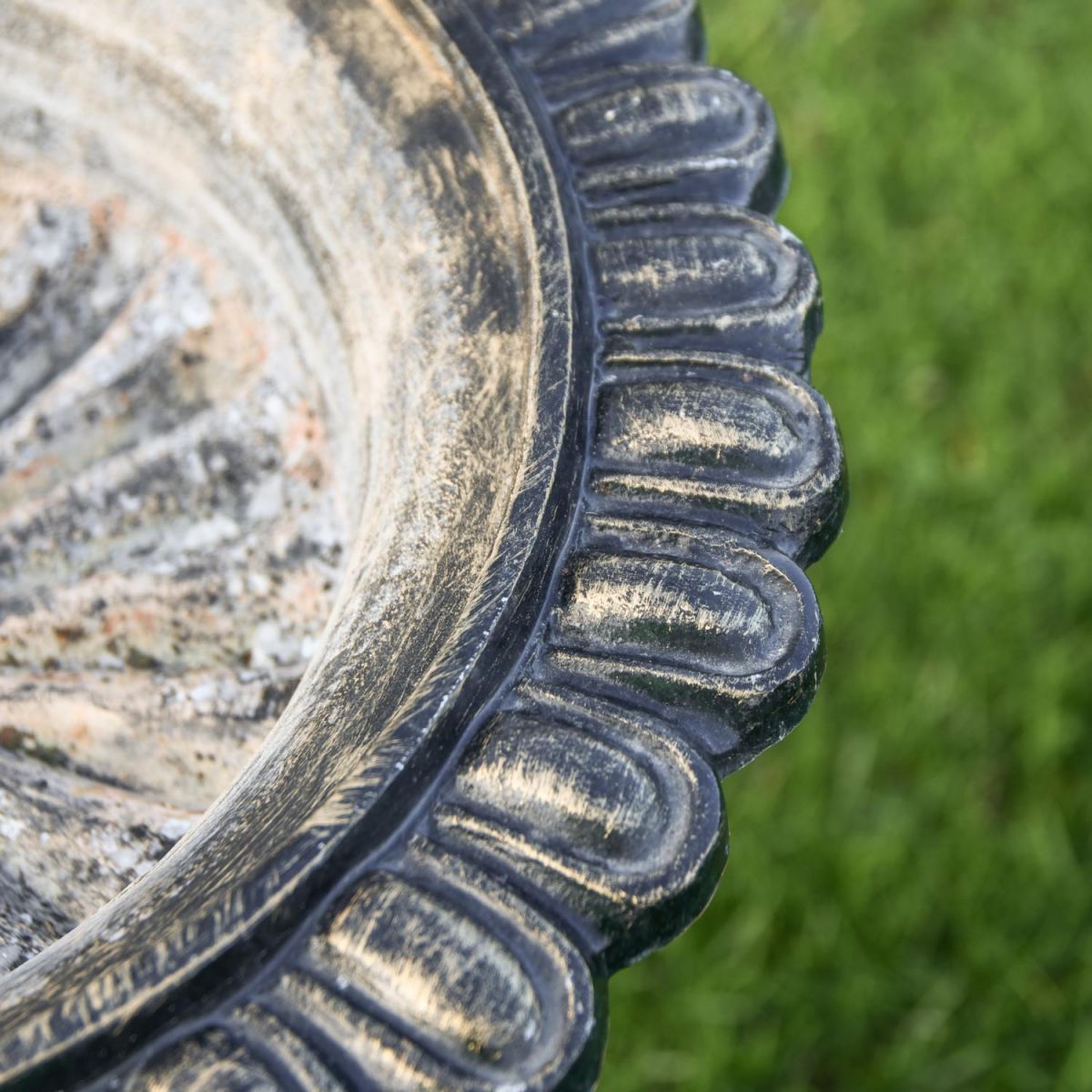 Close Up Of Brushed Gold "Floridus" Bird Bath Rim