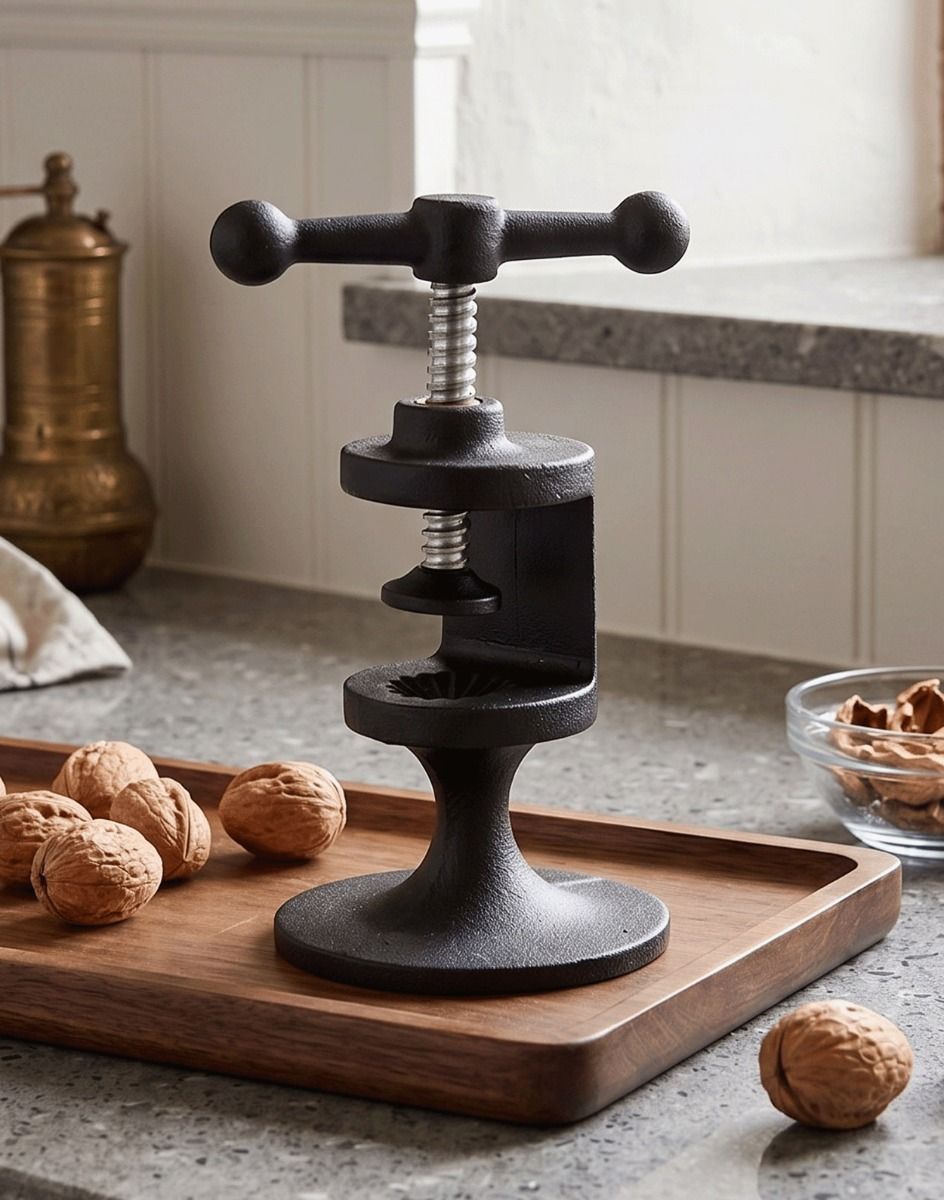 The “Hollybrock” Cast iron nutcracker next to a Kitchen Window in a Modern Kitchen - Digital Illustration
