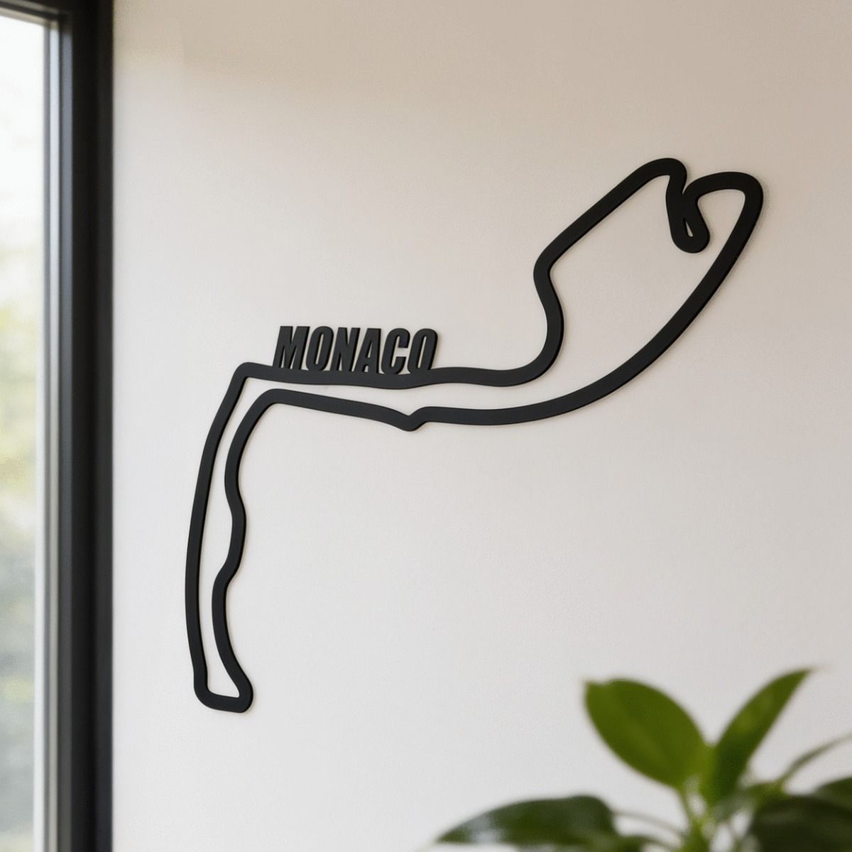The Iconic Monaco Racing Circuit Wall Art on a Magnolia Living Room Wall - Digital Illustration