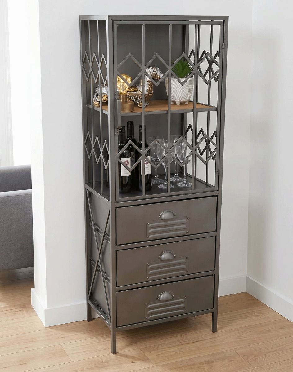 The Industrial Shelving Unit & Cabinet in a Modern White Interior - Digital Illustration