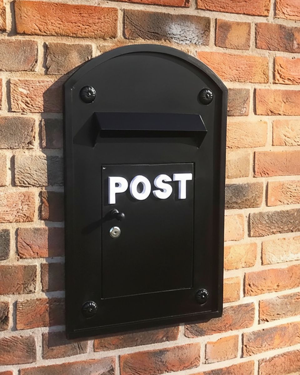 Black Post Box - Built into brick wall done