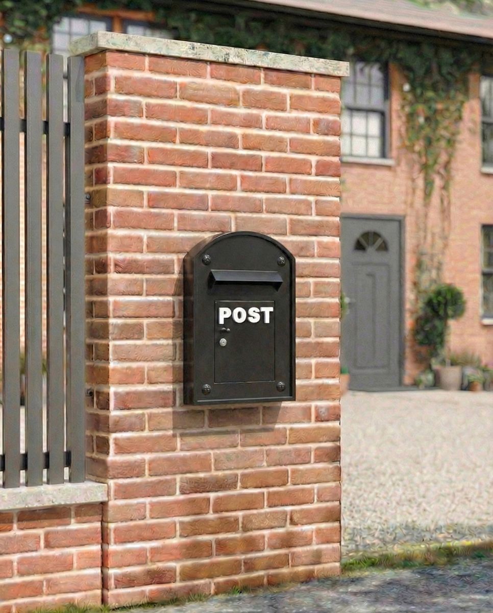 the_kensington_for_brick_work_post_and_parcel_box_on_wall installed on a new home