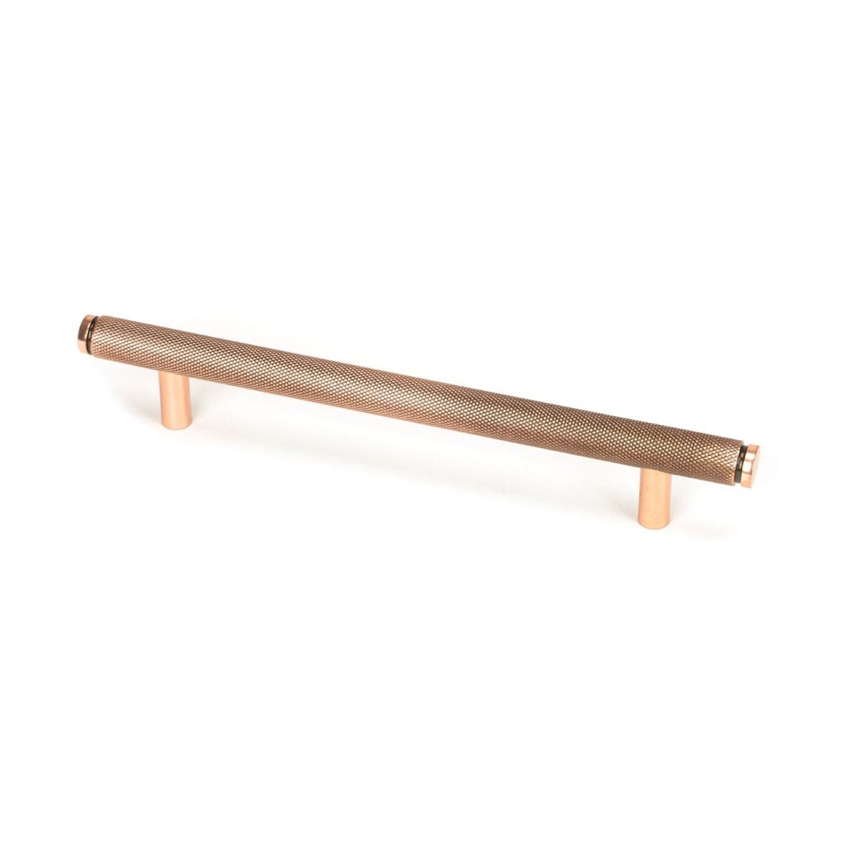 The Large Knurled Cabinet Pull Handle in Polished Bronze Shown Upright on a White Background