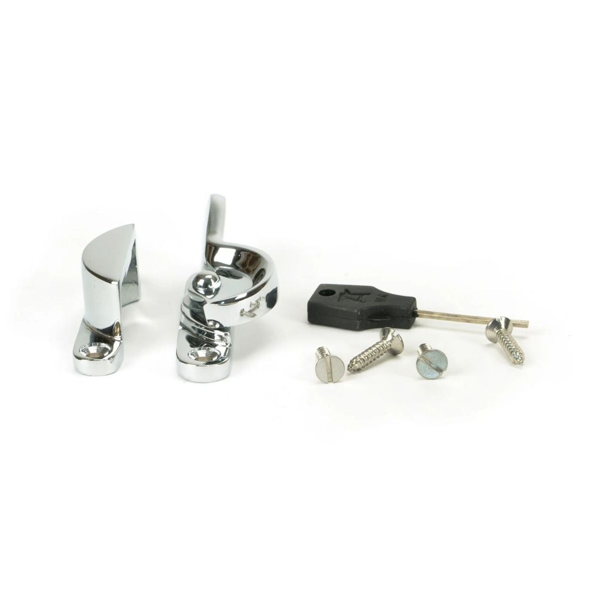 The Locking Fitch Sash Window Fastener- Polished Chrome with Components 