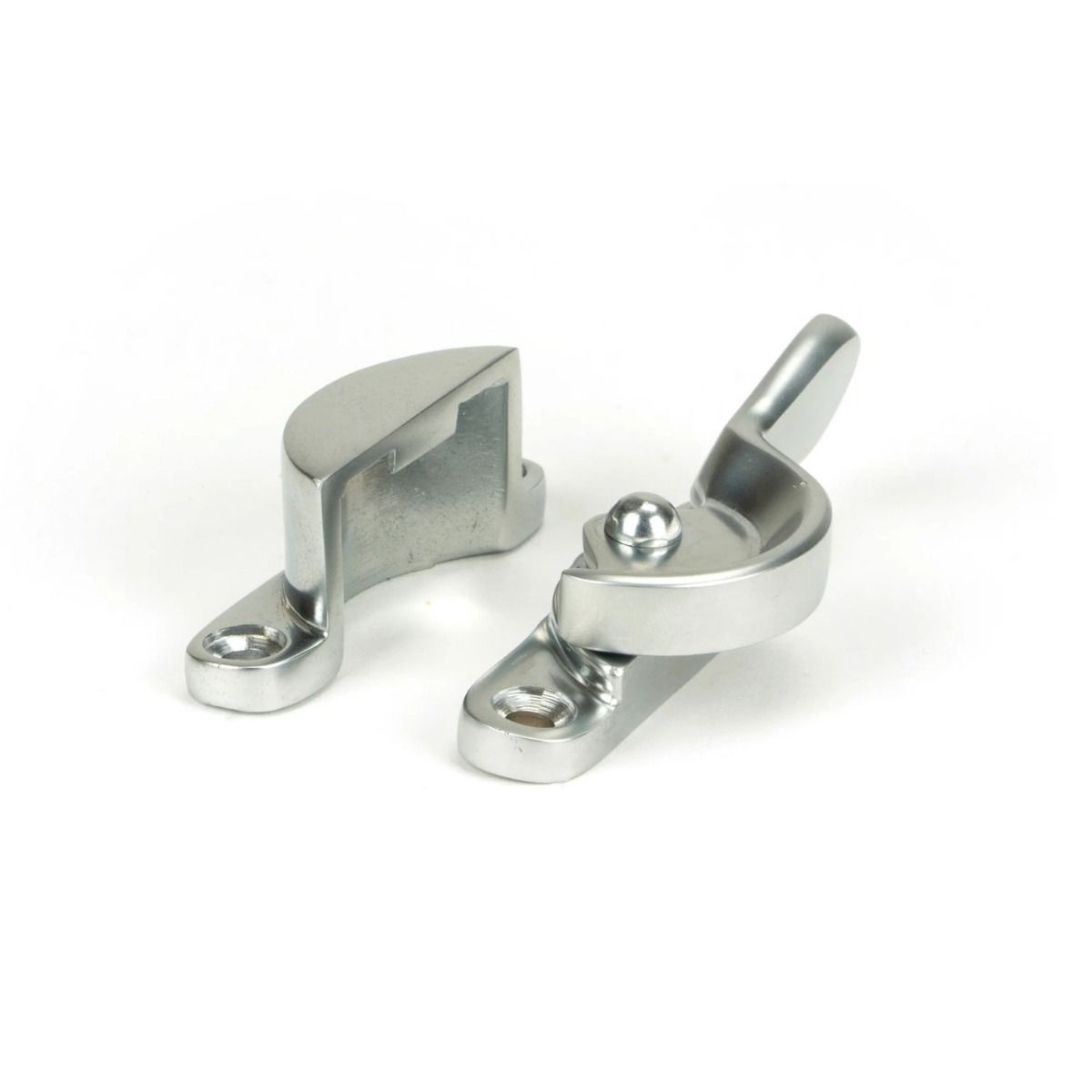 Locking Fitch Sash Window Fastener - Satin Chrome Shown from the Side 