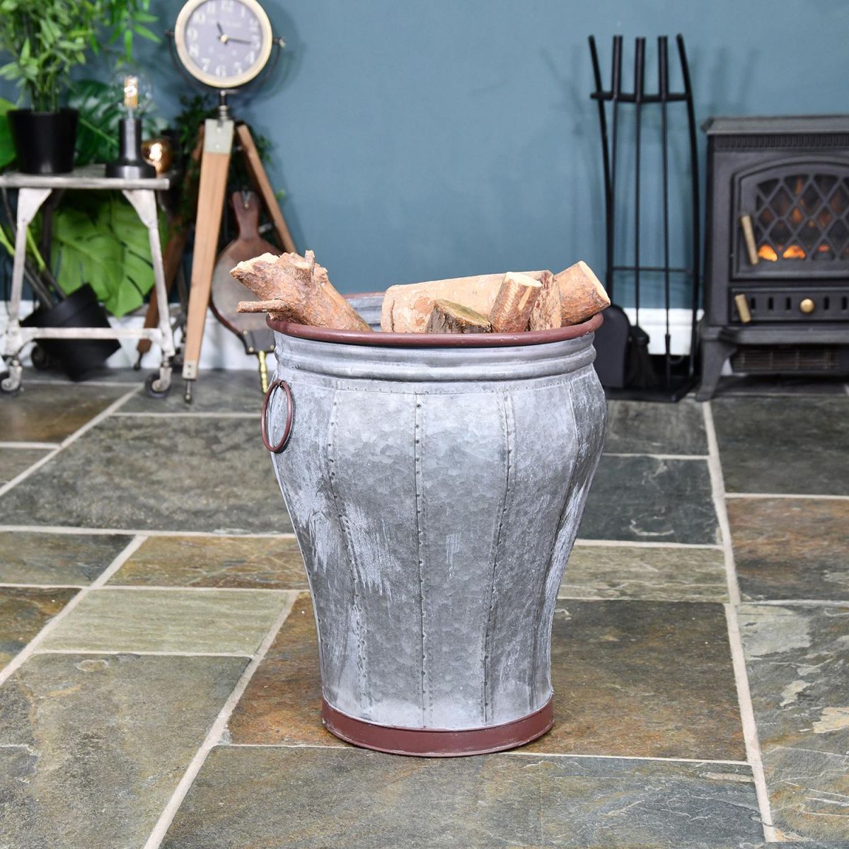 "The Lulworth" Steel Log Basket in Situ in the home