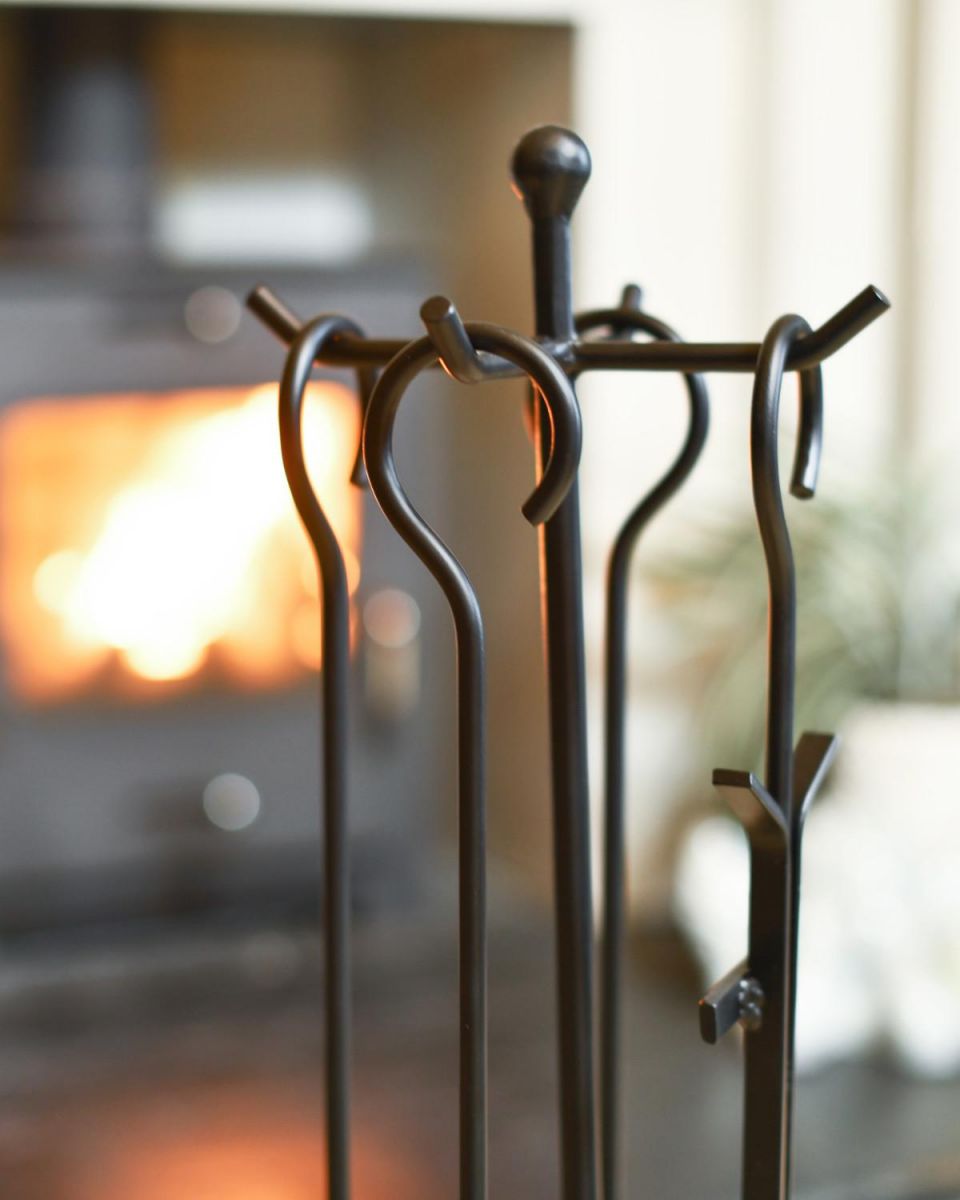 Close Up Of "The Lunatum" Four Piece Companion Set Handles In Situ