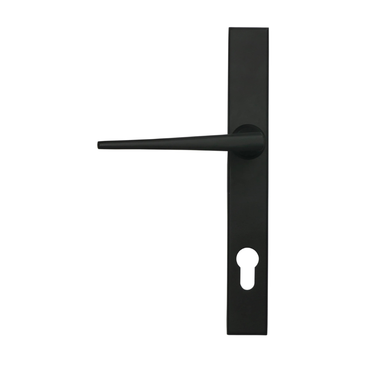 The Matt Black Slimline Espag Lever Door Handle (92mm Centres) Shown from the Back