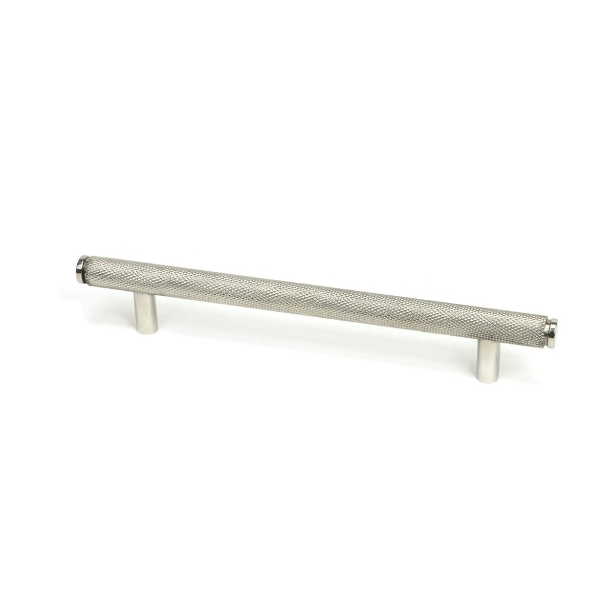 The Medium Knurled Cabinet Pull Handle in Polished Stainless Steel Shown Upright on a White Background