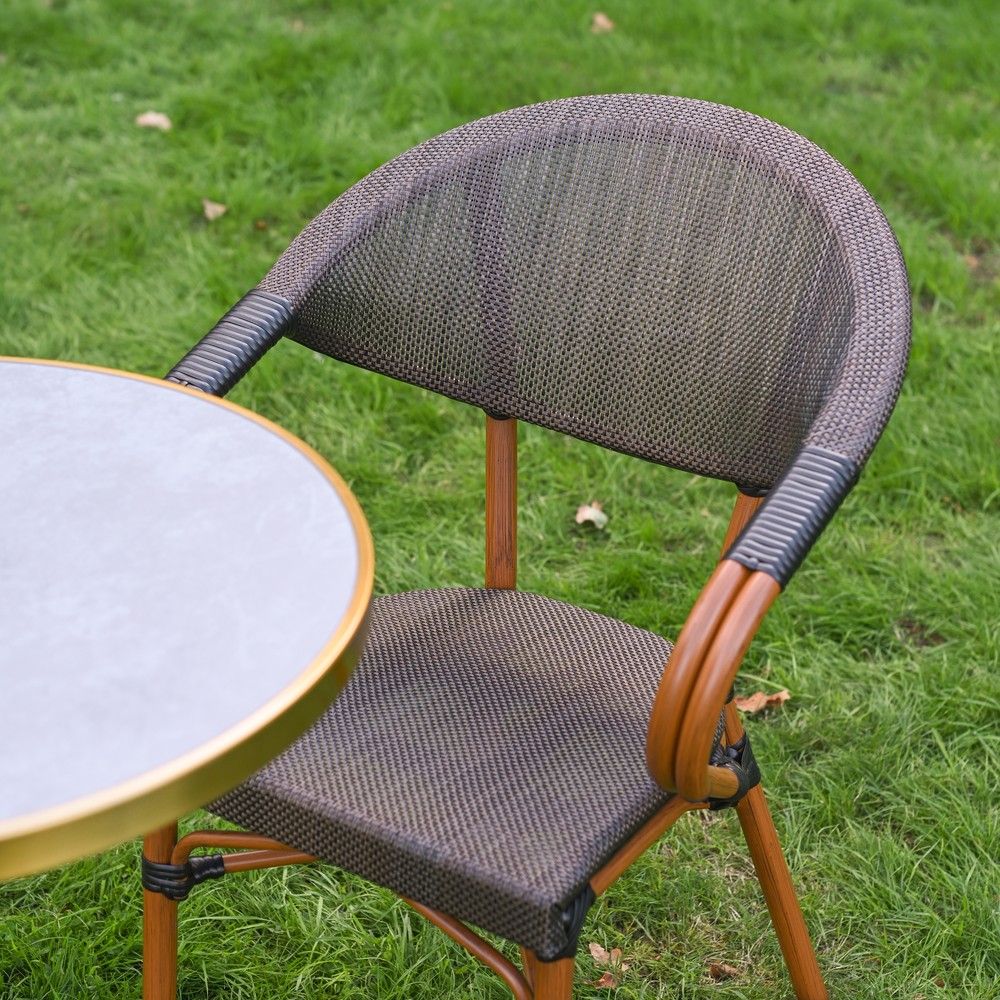 The Monaco Parisian Bistro Set in Black and Grey Looking at the Backrest of one of the Chairs