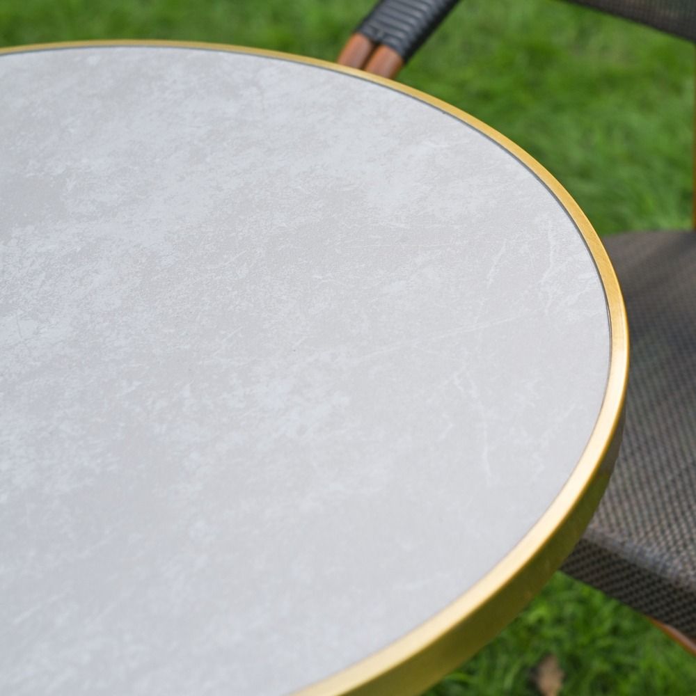 The Monaco Parisian Bistro Set in Black and Grey Showing the Grey Table Top