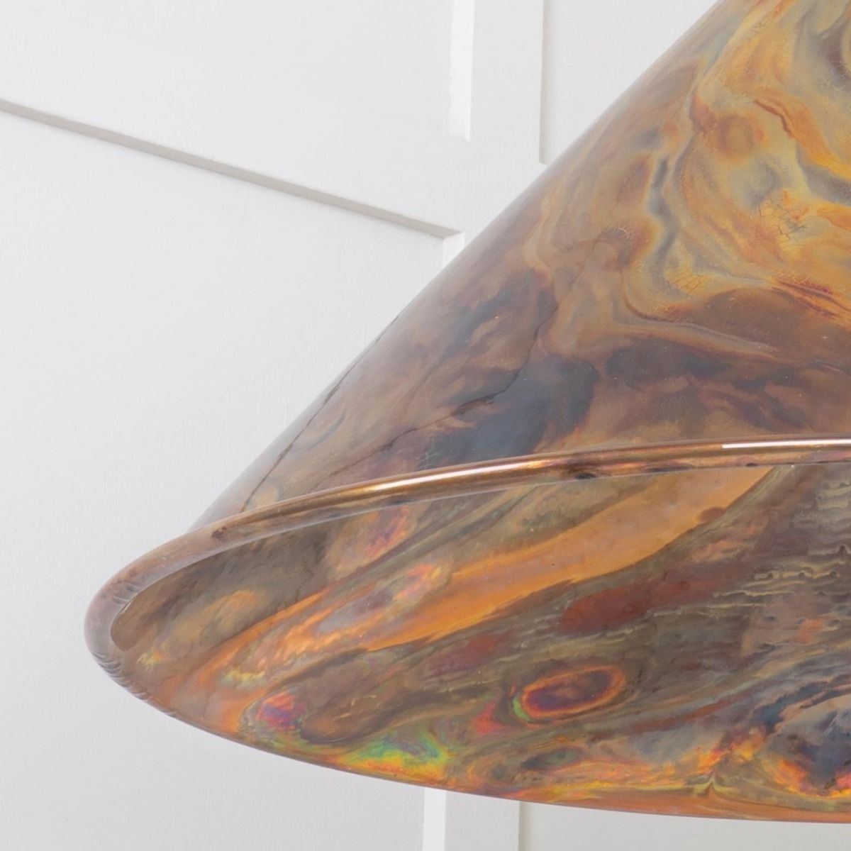 The Nidus Pendant Light in a Burnished Finish Showing a Close up of the Light Shade 