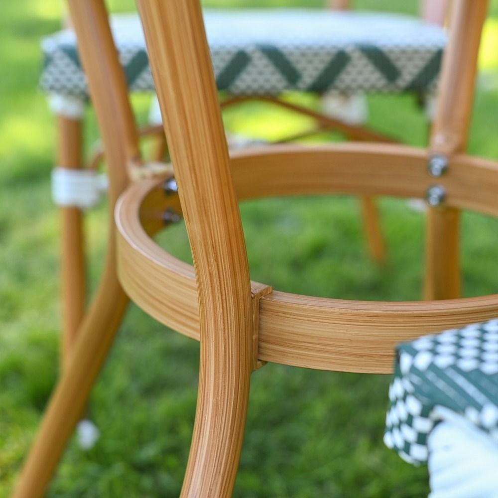 The Orbis Diamond 4-Seater Bistro Dining Set in Green & White Showing the Table Base