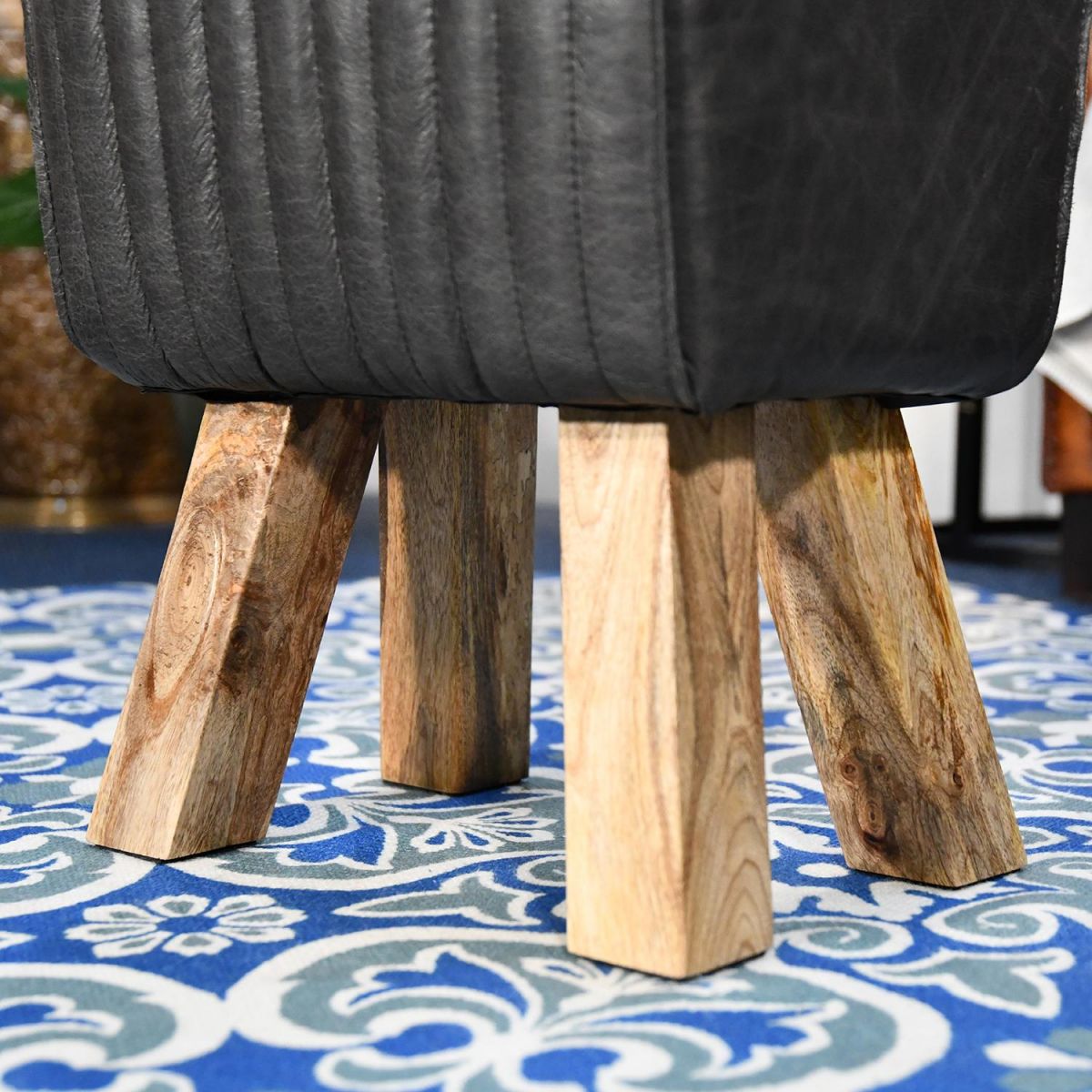 Close-up of the Mango Wood Legs on the Stool