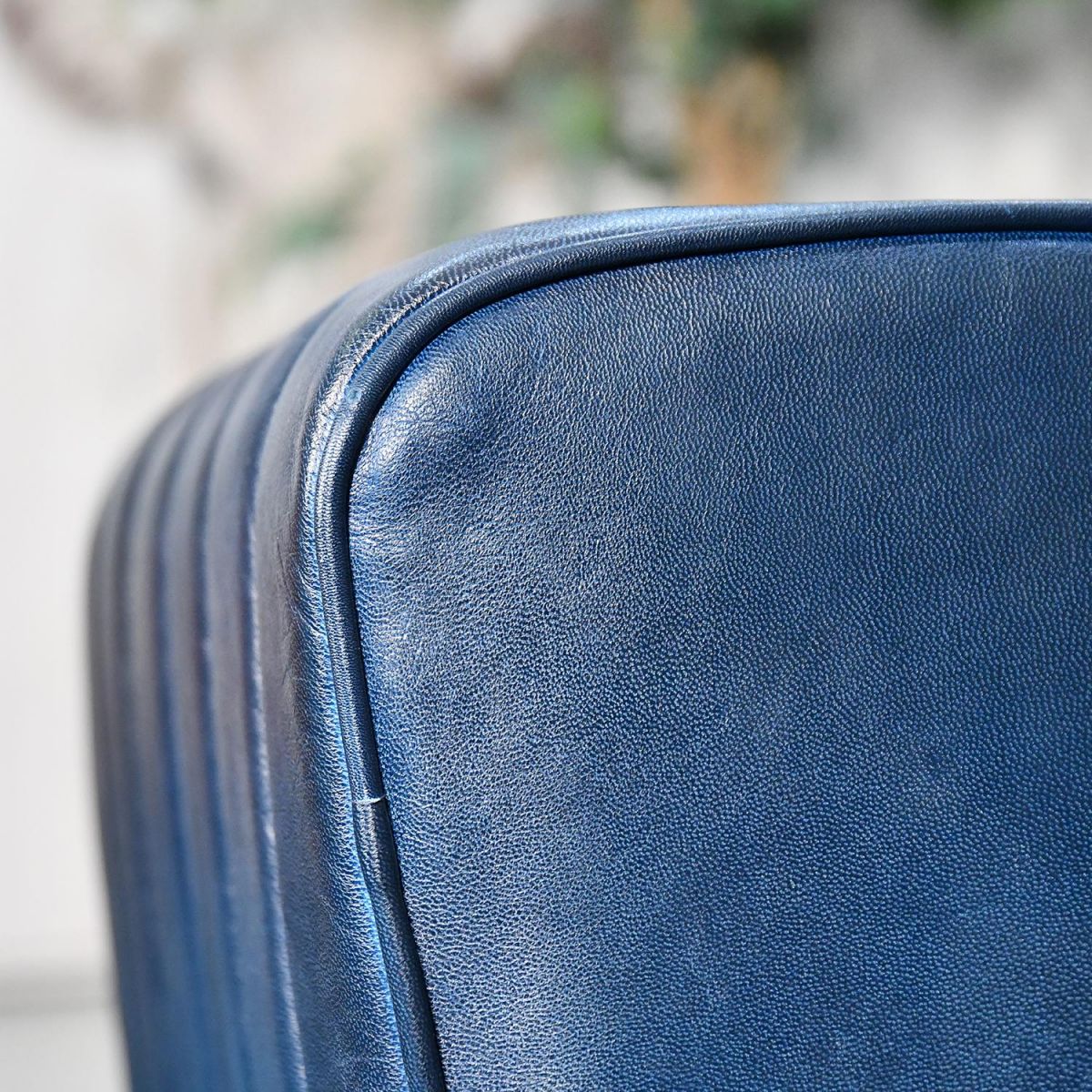 Close-up of the Blue Leather on the Stool