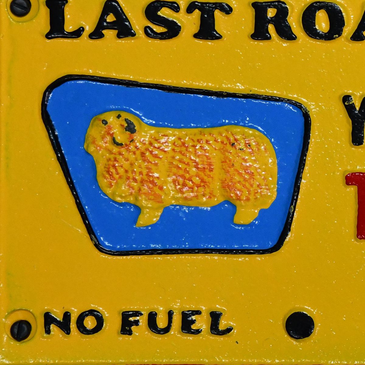 Close-up of the Hand Painted Finish on the "The Outback" Cast Iron Wall Sign
