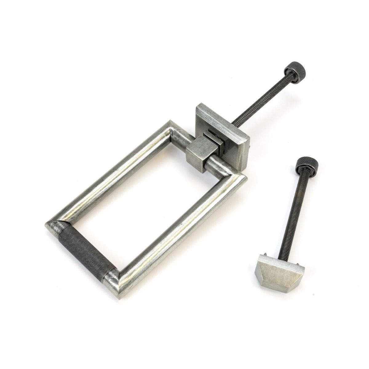 The Pewter Modern Knurled Rectangular Door Knocker with Bolts