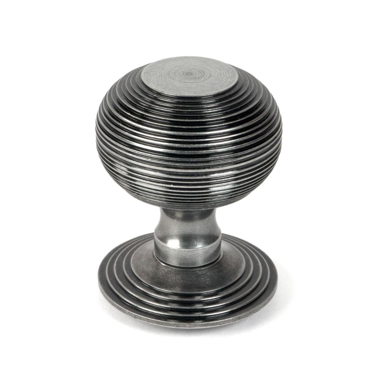 The Pewter Traditional Beehive Centre Door Knob Shown Upright on a White Background 