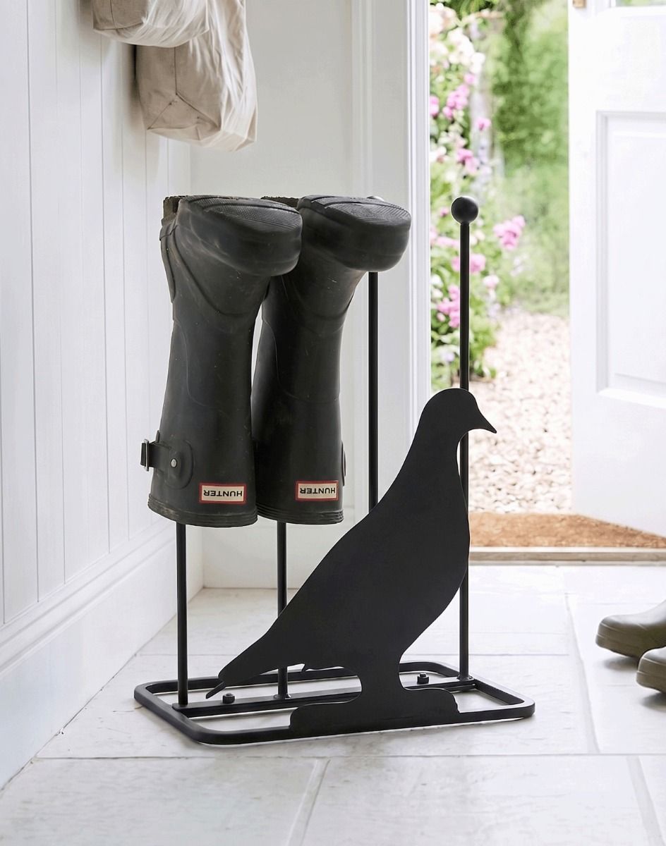 The Pigeon Welly Boot Rack Placed in a Cottage Entrance Hallway - Digital Illustration 