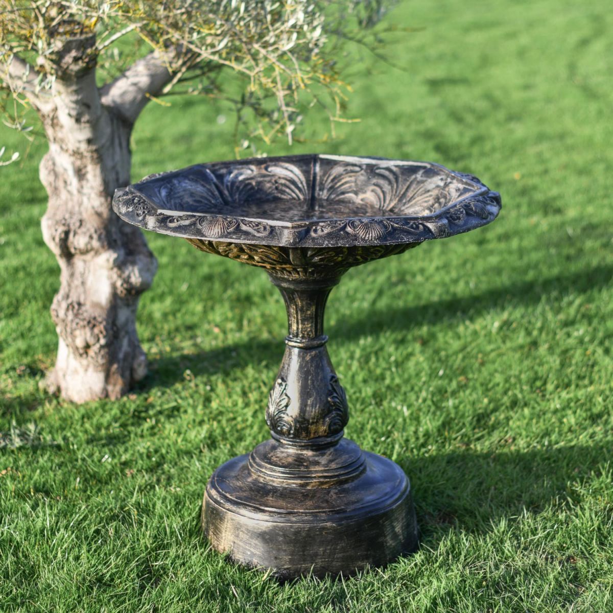 Brushed Gold "Plumis" Bird Bath
