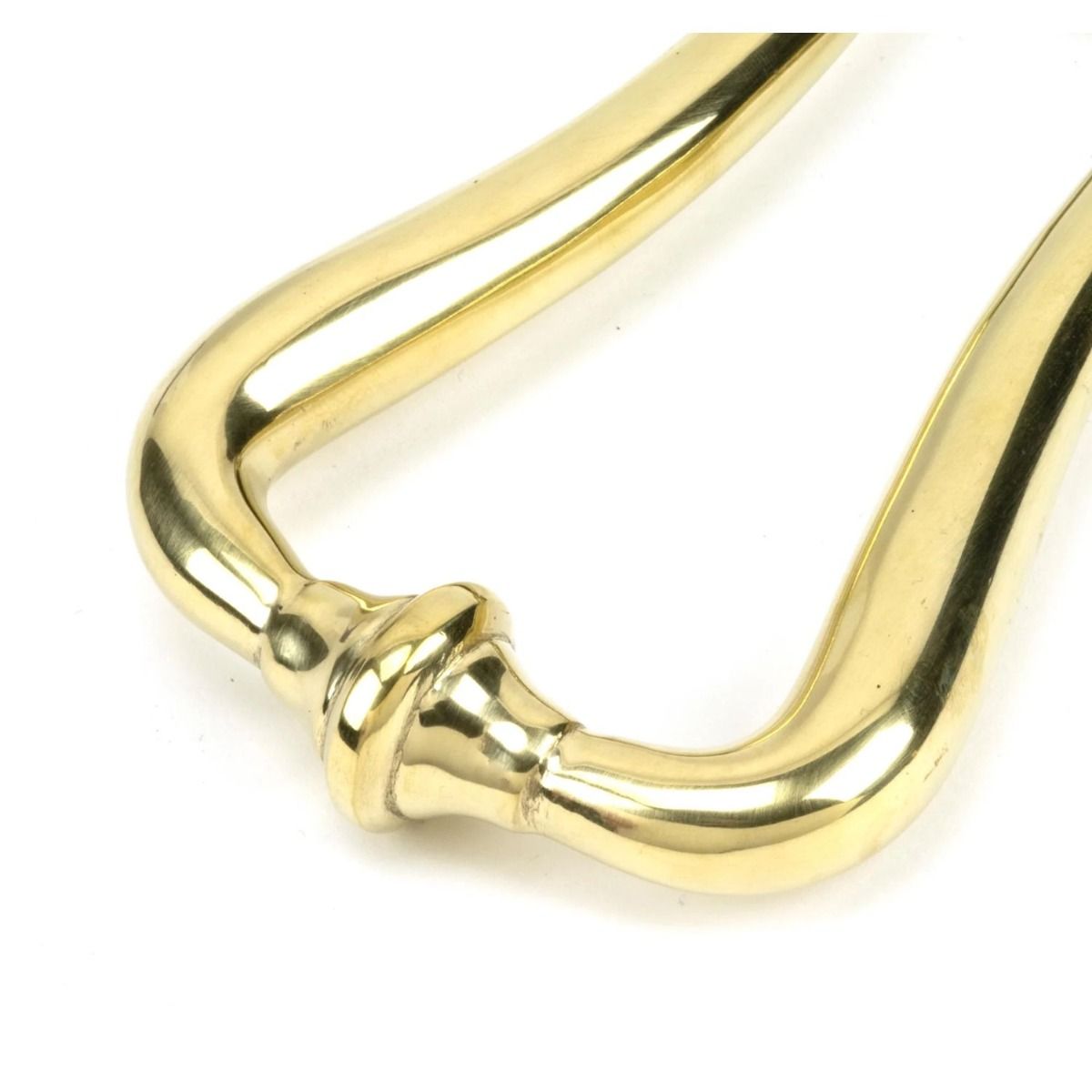 The Polished Brass Art Deco Geometric Loop Door Knocker Close up of the Handle 