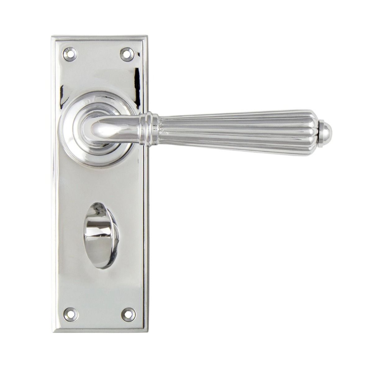 The Polished Chrome Classic Fluted Period Privacy Suite Bathroom Lever Handles