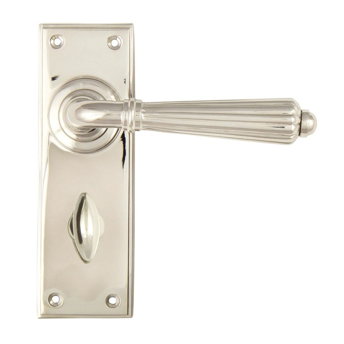 The Polished Nickel Classic Fluted Period Privacy Suite Bathroom Lever Handles