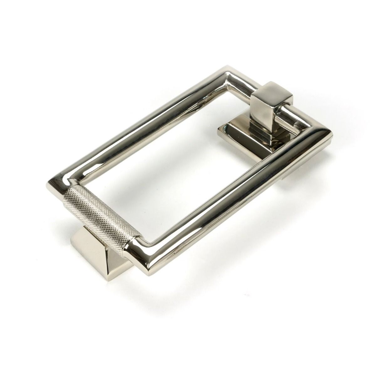 Modern Knurled Rectangular Door Knocker - Polished Nickel