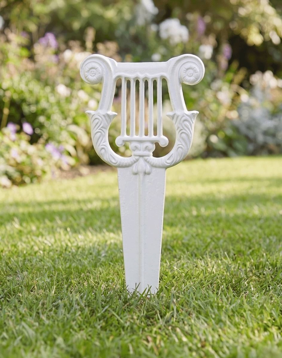 The “Prestonfield” Iron Boot Scraper in Cream on a Sunny Grass Lawn - Digital Illustration 