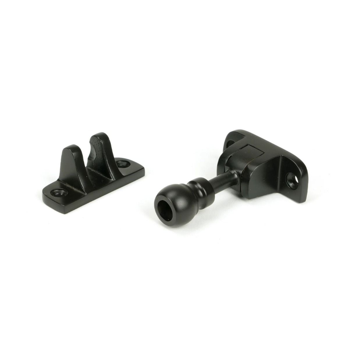 The Radiused Rounded Brighton Sash Window Fastener in Aged Bronze on a White Background 