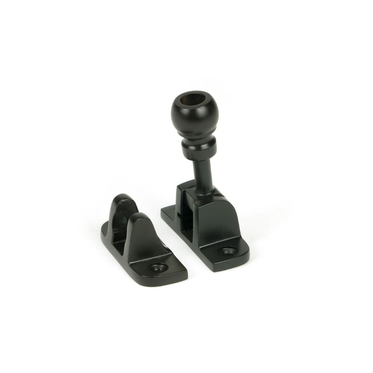 The Radiused Rounded Brighton Sash Window Fastener in Aged Bronze Shown Upright 